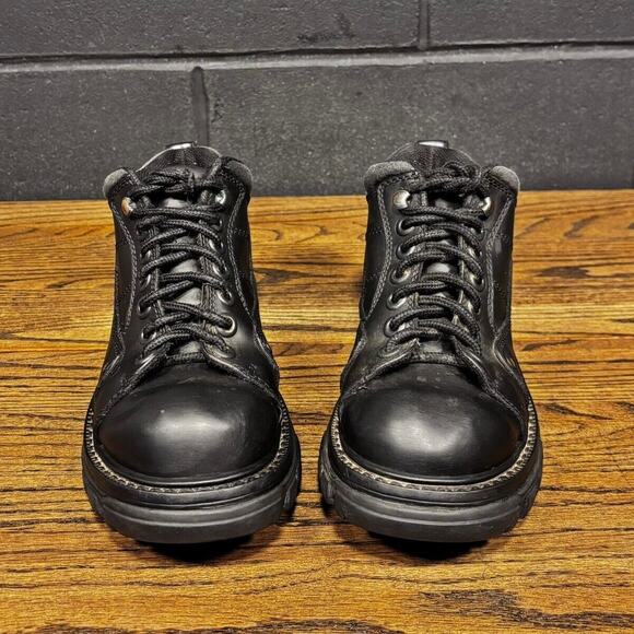 Y2K 90s Vintage FADED GLORY Chunky Black Lace Up Platform Boots Women’s 6.5 - Picture 3 of 8